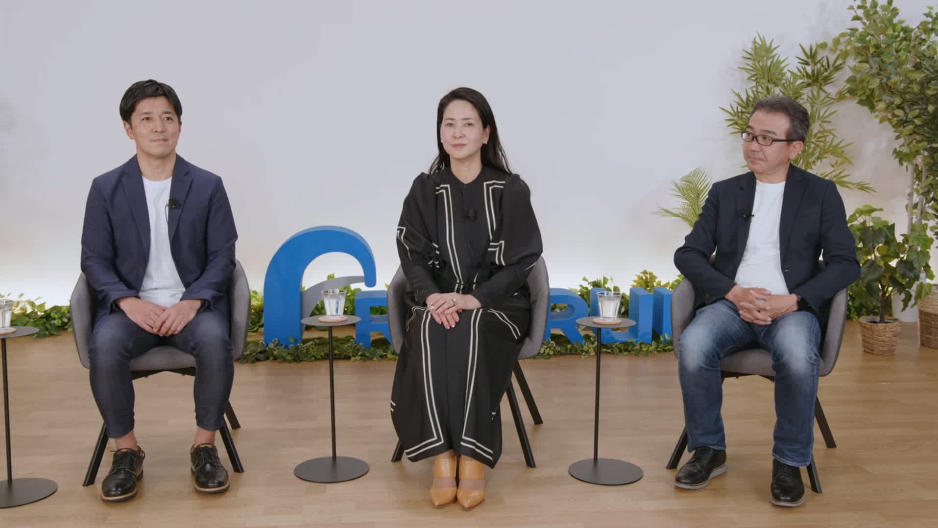 Recruit’s Yoshihiro Kitamura, Mio Kashiwamura, and Ken Asano at the fireside chat