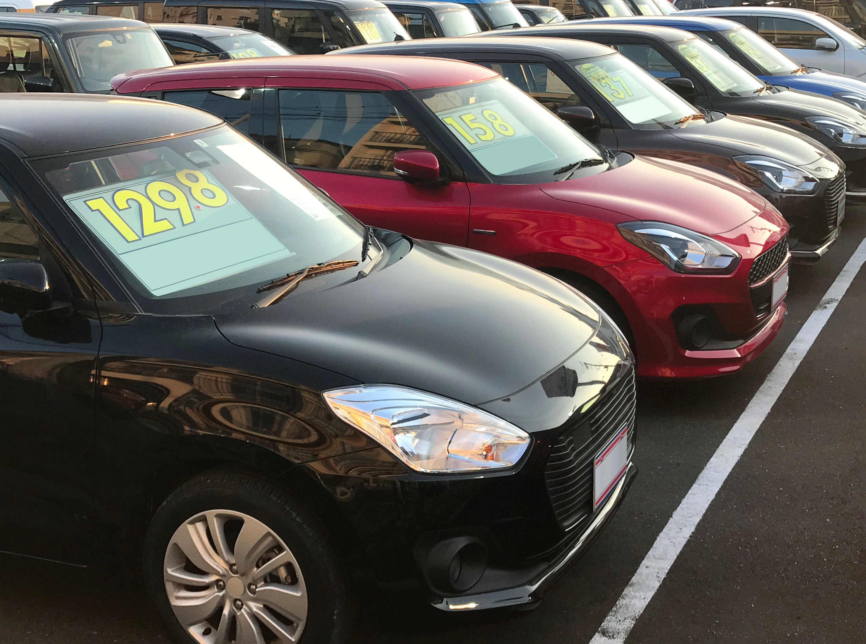 A row of used cars
