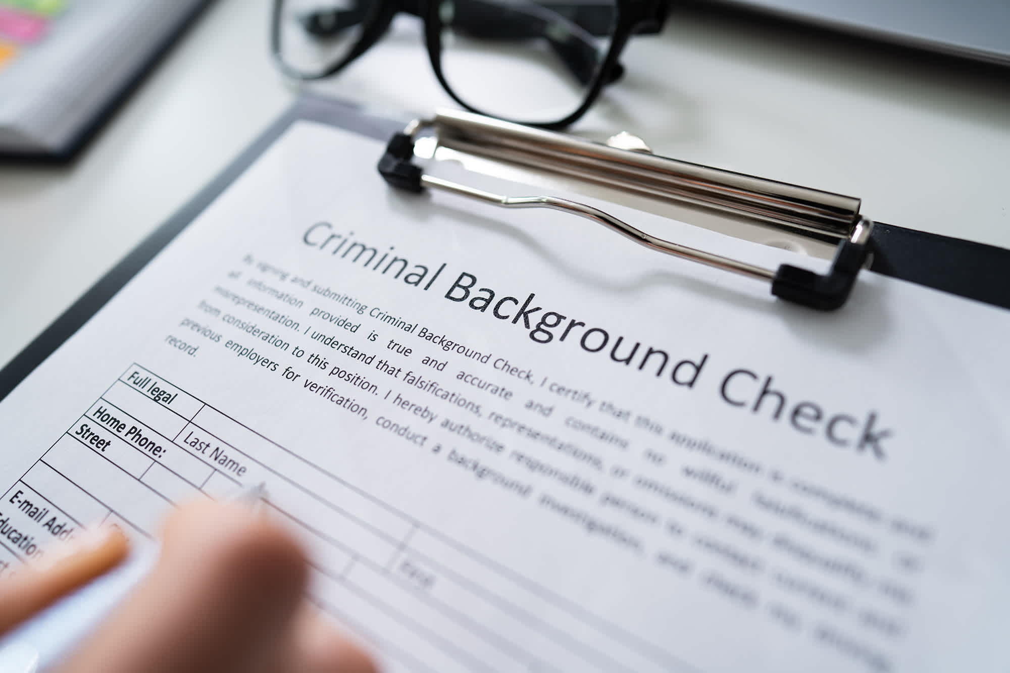 An image of a criminal background check
