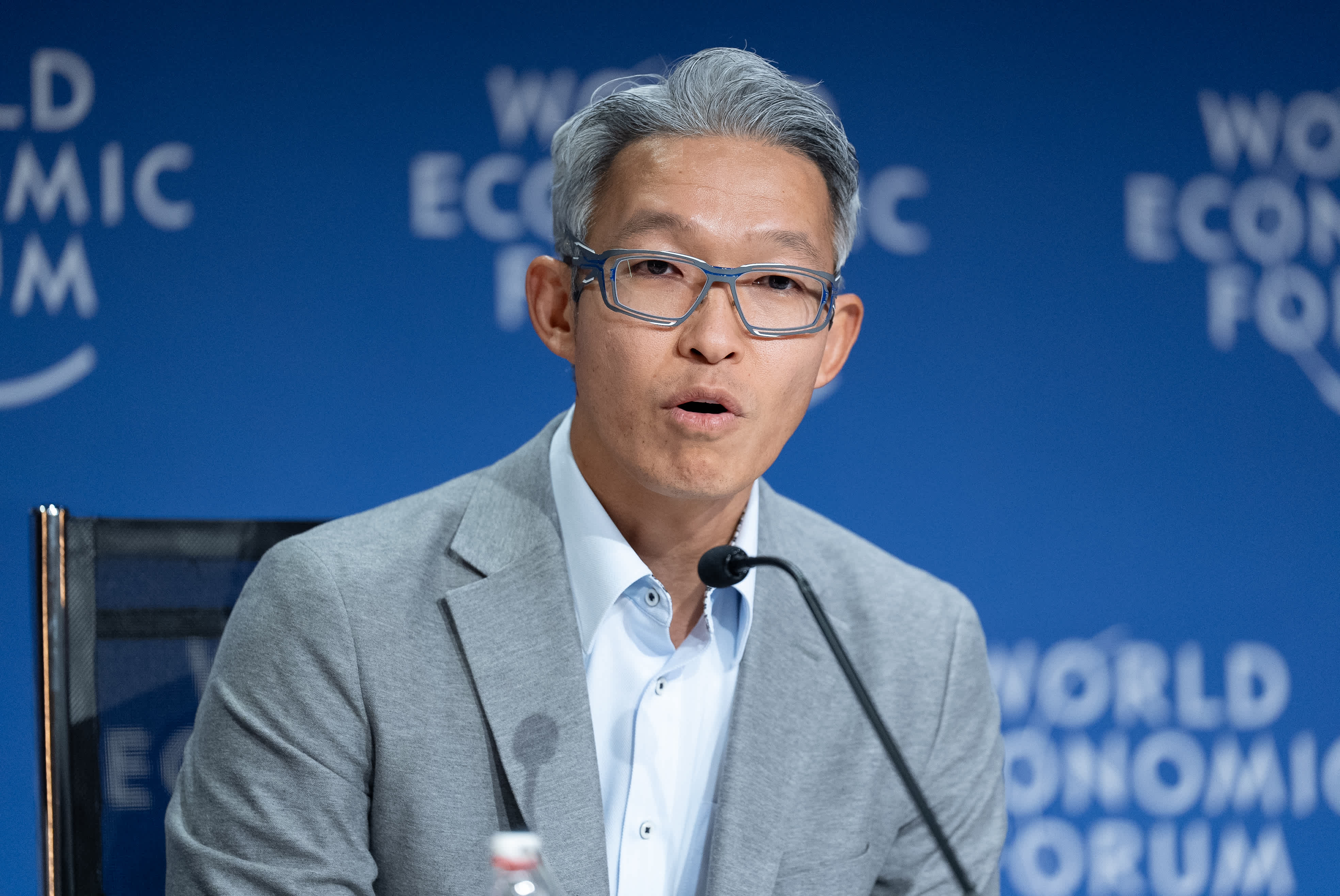 Deko speaking at a media briefing