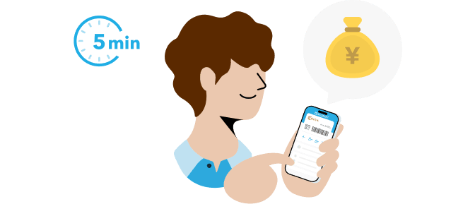 An image of the AirWALLET Quick Loan smartphone screen, showing how you can complete a loan application in as little as five minutes.