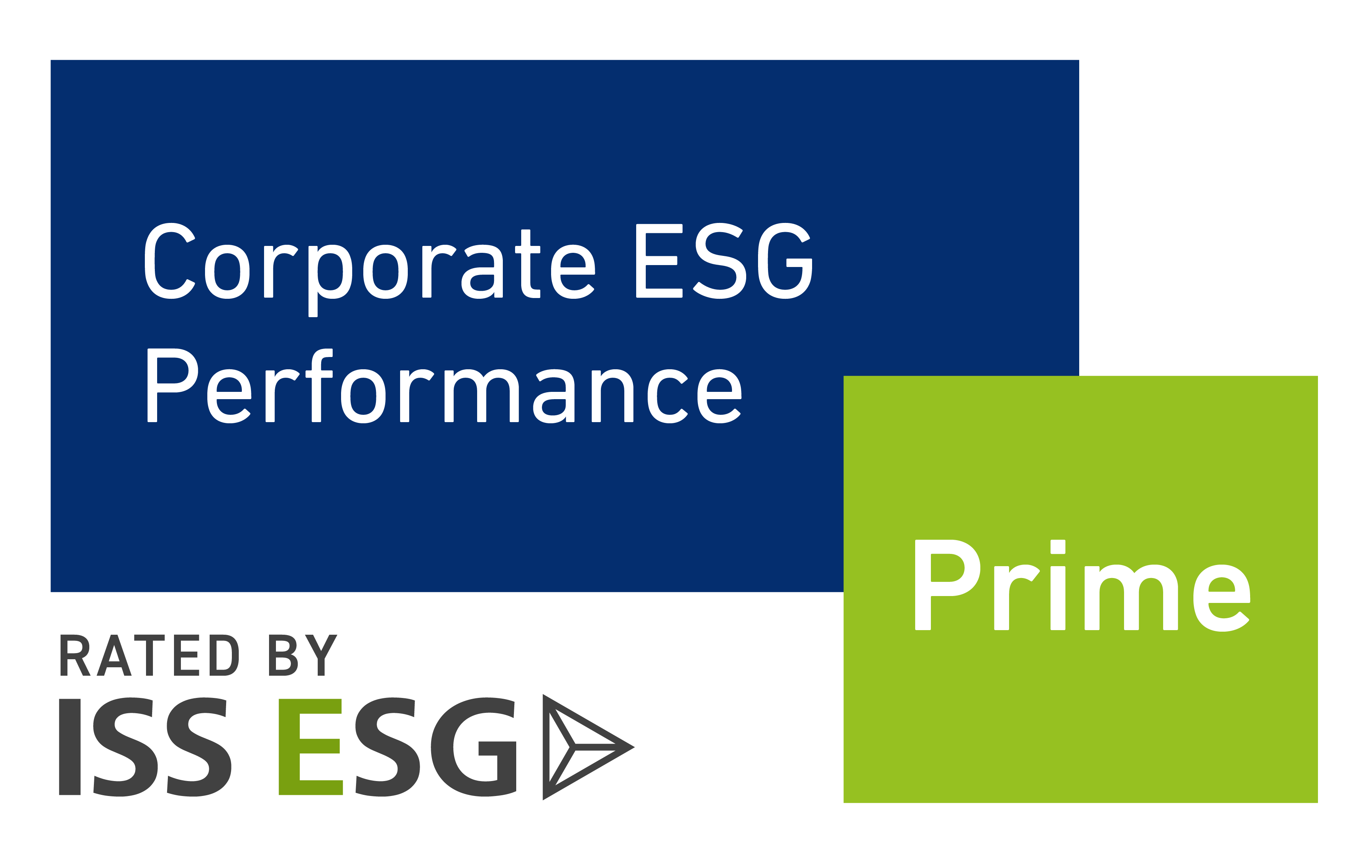 リクルートホールディングスおよびグループ各社の取り組みが、ISSのESG格付けで「プライム」評価を獲得したことを示すロゴ。