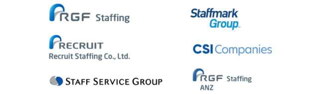 Logo of RGF Staffing, Recruit Staffing, STAFF SERVICE GROUP, Staffmark Group, CSI Companies, Recruit Staffing ANZ